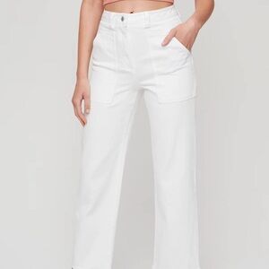 Wilfred Free Modern Utility Pants White High-Waisted Wide-Leg Pants